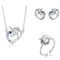 Unicorn Heart Necklace, Earrings or Set