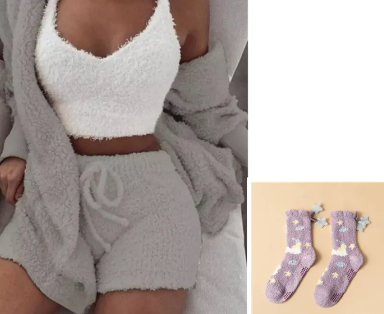 Women's Soft Warm Flannel Shorts Set – Casual Lounge, S–5XL, 7 Colours