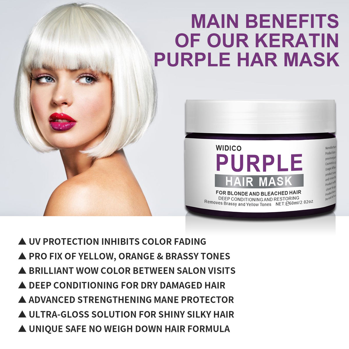 Purple Shampoo for Yellow Tone Removal – Toning & Brightening Hair Care for Blonde & Silver Hair