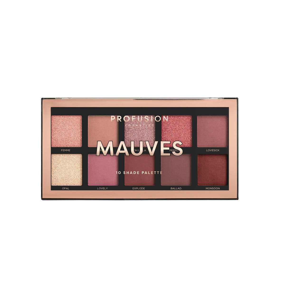 Profusion Cosmetics 10-Shade Eyeshadow Palette – Mauve Hues | High Pigment, Vegan & Cruelty-Free