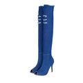 Women’s Denim Peep-Toe Over-the-Knee Boots