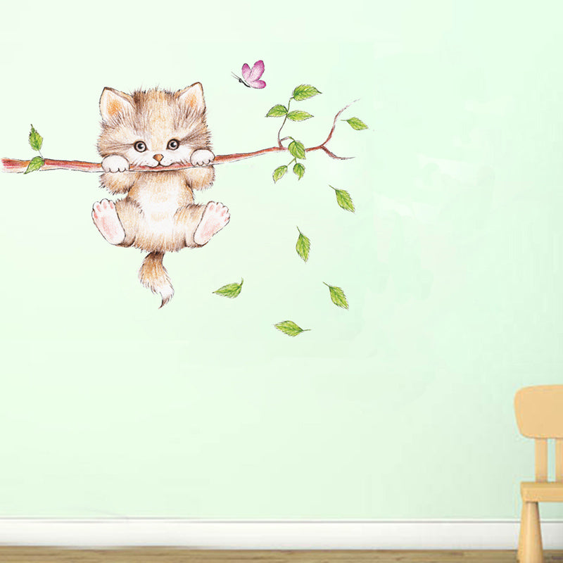 Süße Katzen-Schmetterlings-Wandaufkleber für Kinderzimmerdekoration