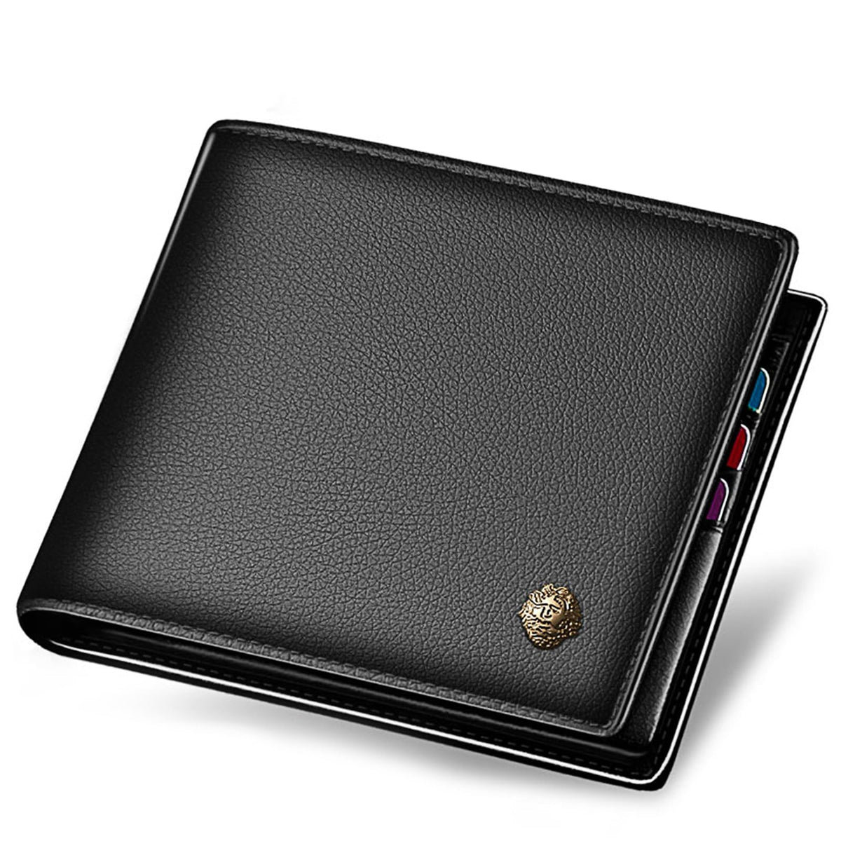 LAORENTOU Men's Genuine Leather Bifold Wallet – Slim Purse with Zipper Coin Pocket