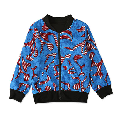 Bohemian Print Zipper Coat for Kids' Clothing