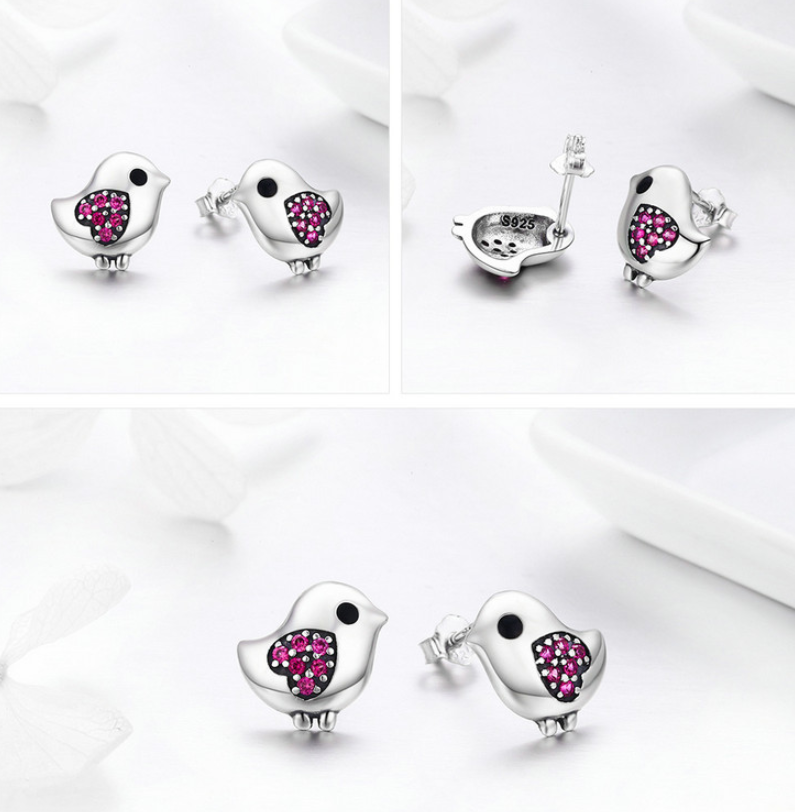 925 Silver Bird Stud Earrings