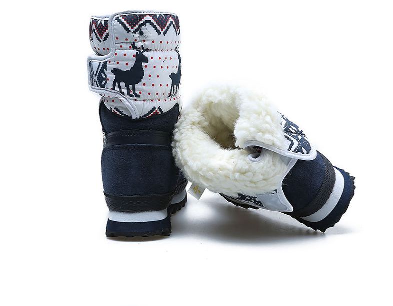 Kids' Blue Strap-Fastening Snow Boots