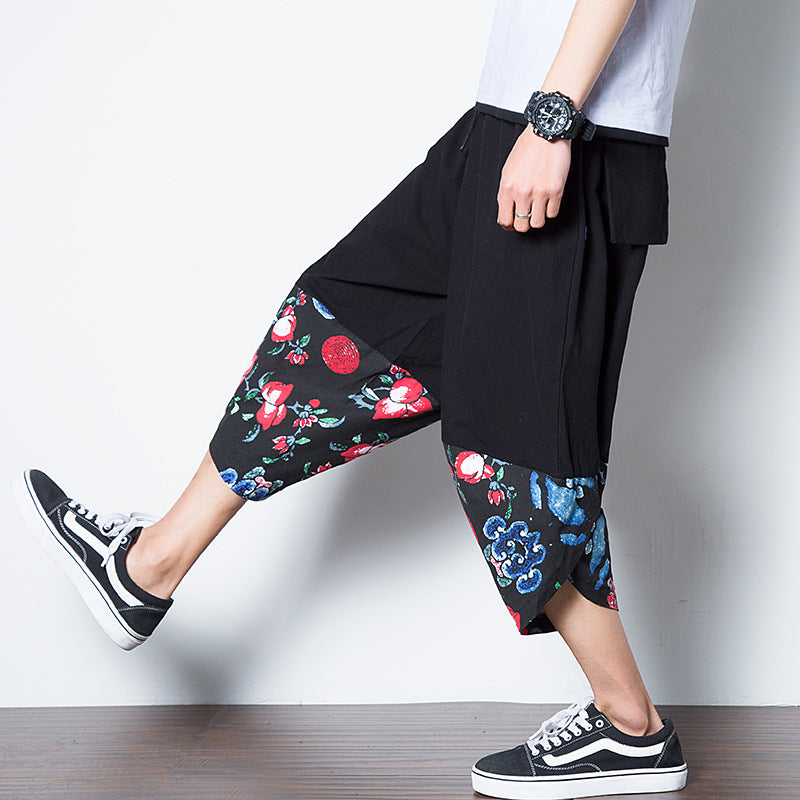 Baumwoll-Leinen bestickte Haremshose – Lässige Boho-Hose