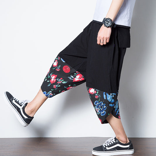 Cotton-Linen Embroidered Harem Pants – Casual Boho Trousers