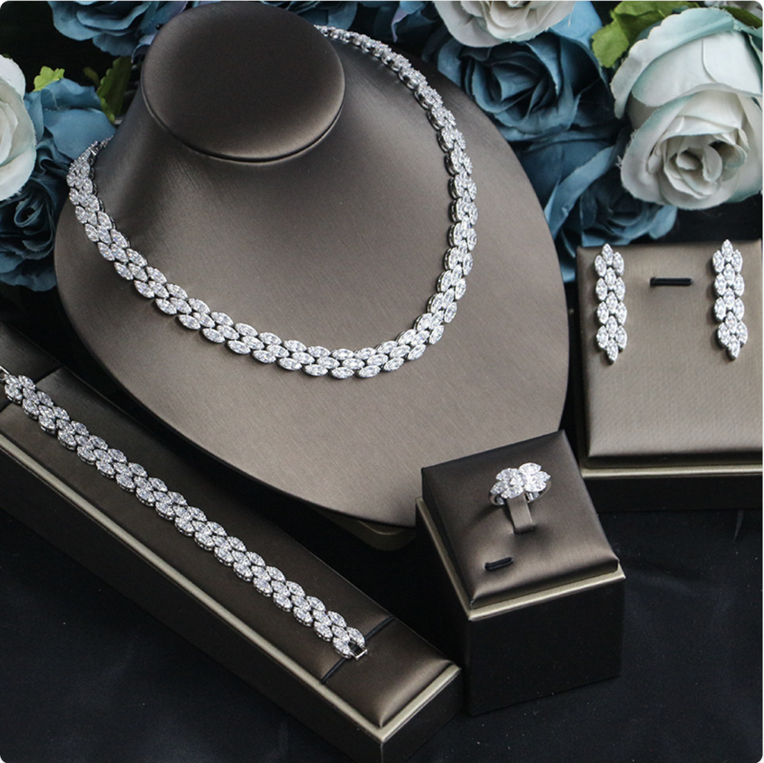 Women's Floral Wedding Jewellery Set