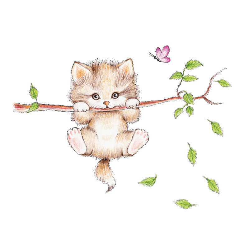 Süße Katzen-Schmetterlings-Wandaufkleber für Kinderzimmerdekoration