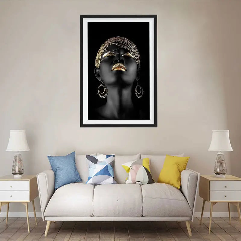 Schwarzes Kunstleinwandbild-Poster für Wohnzimmerdeko