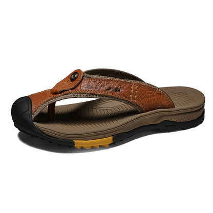 Men's Casual Summer Leather Flip Flops Sandals