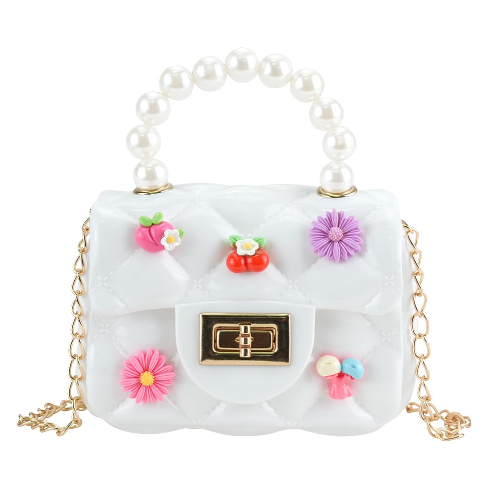 WCHOSOZH Mini Jelly Crossbody Purse for Girls – DIY Patch Kids Shoulder Bag in White