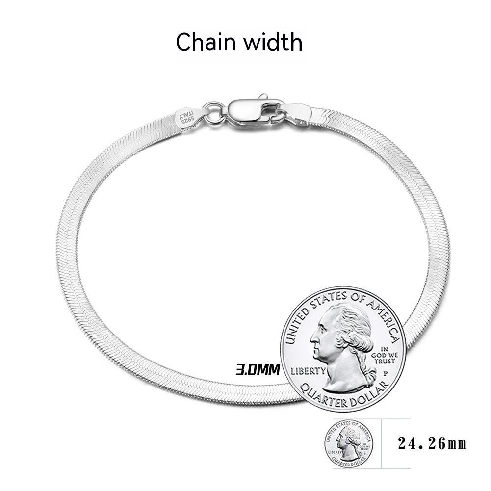 Sterling Silver Flat Snake Chain Bracelet