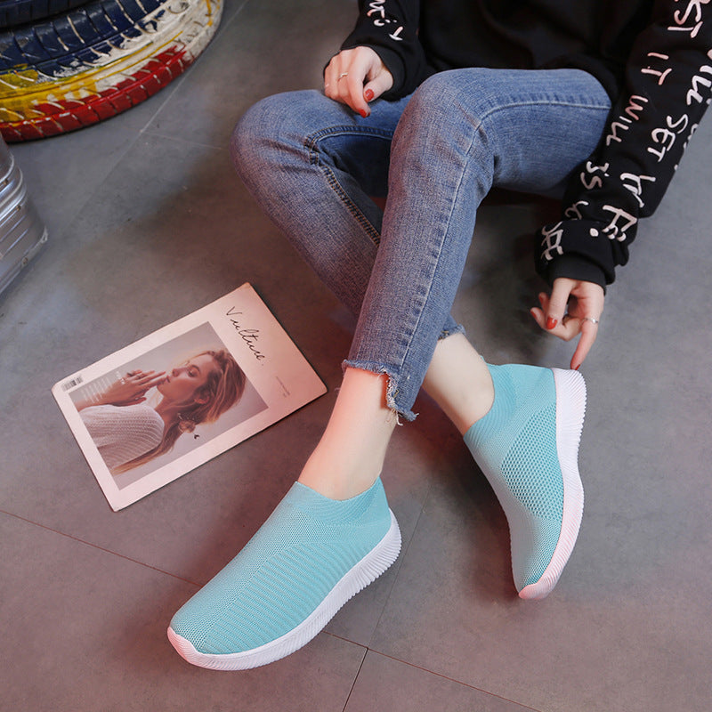 Damen-Strick-Mesh-Socken-Sneaker mit dicker Sohle