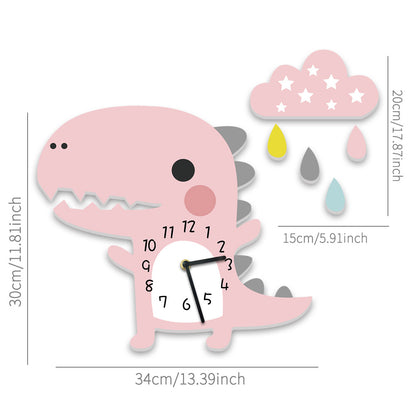 Dinosaur 3D Wall Clock for Kids' Room and Nursery