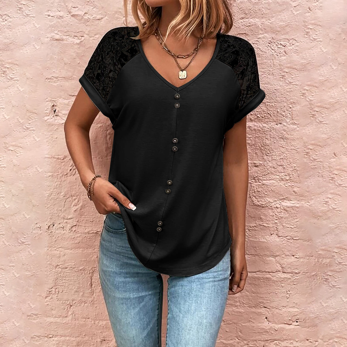 Women's Lace V-Neck Top
