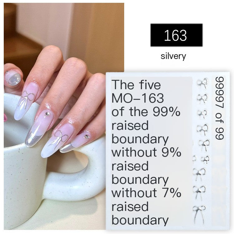 5D Embossed Bow Nail Stickers – Black, White & Silver