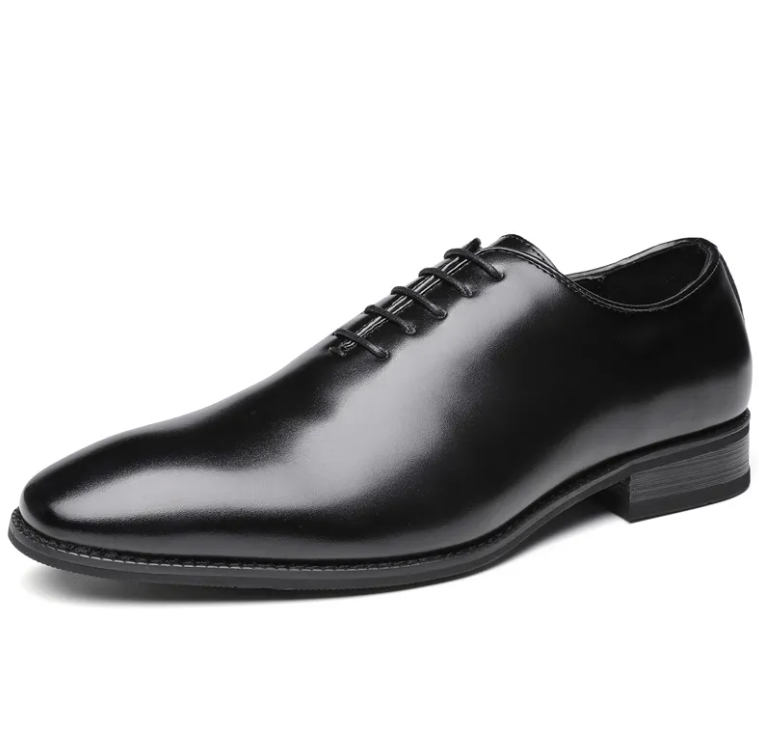 Chaussures en cuir pour hommes – Chaussures décontractées à bout rond avec semelle en caoutchouc
