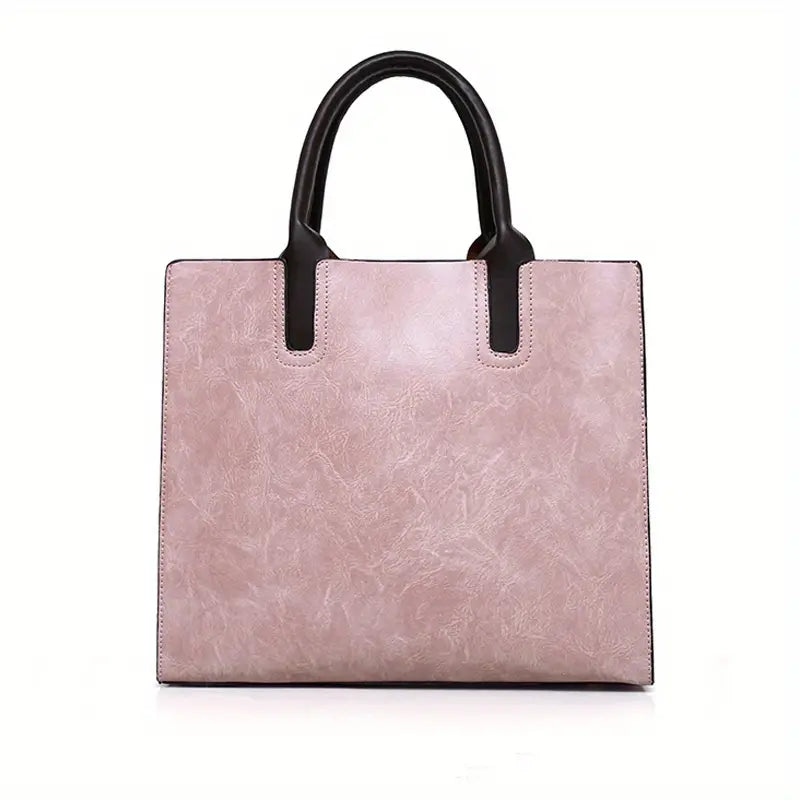 Classic PU Tote Bag – Large Solid Colour Handbag for Work & Everyday Use