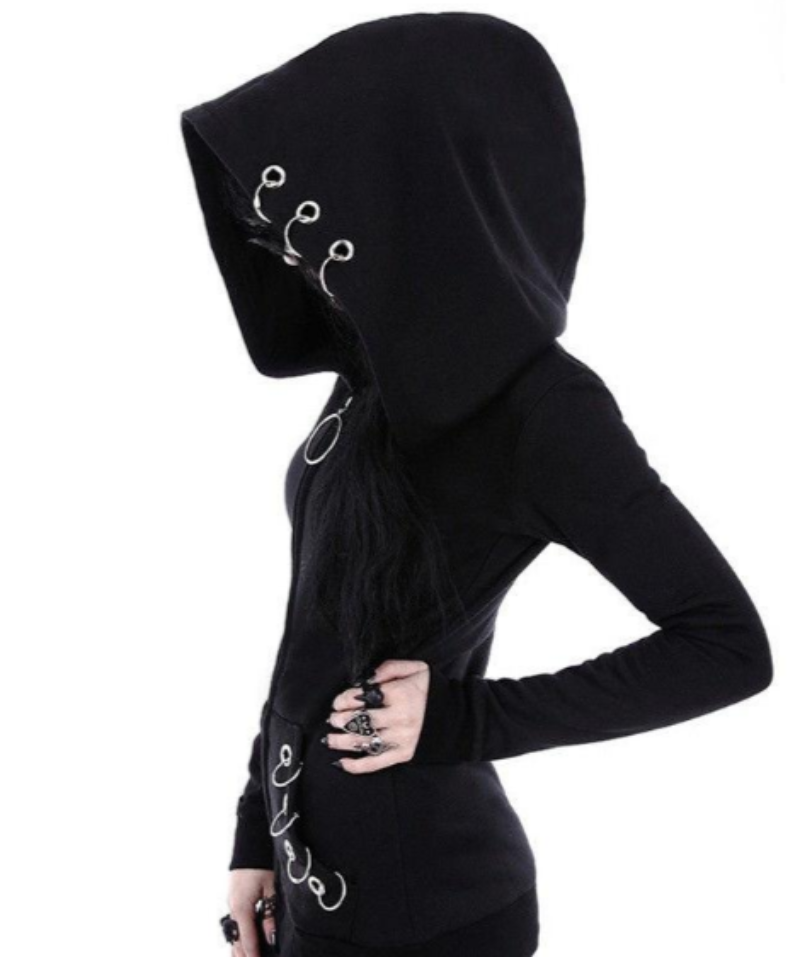 Long-Sleeve Ring-Detail Hoodie