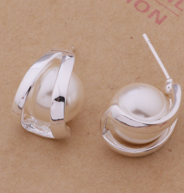 925 Silver Pearl Stud Earrings for Women