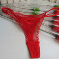 Women's Red Rose-Pattern Lace Thong