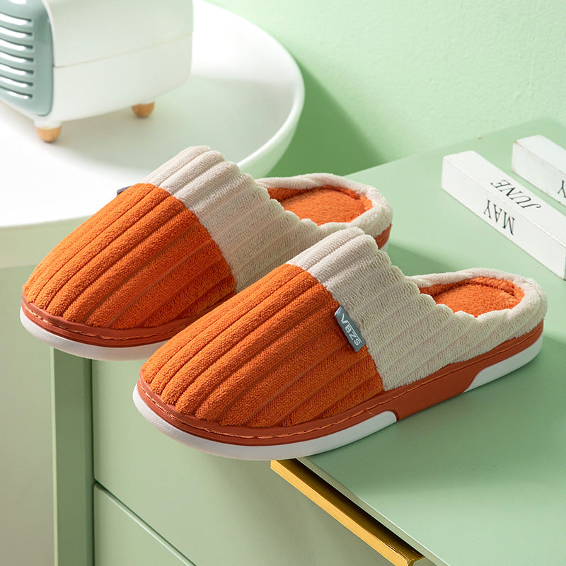 Unisex Corduroy Winter Slippers – Matching Couple House Shoes