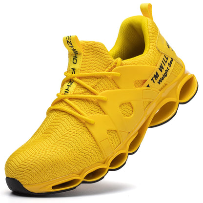 Kezhiho Steel Toe Shoes for Men Women Cushion Comfortable Work Shoes Lightweight Breathable Sneakers Slip Resistant Indestructible Construction Industrial Safety Shoes (KZHUS-D0200442)