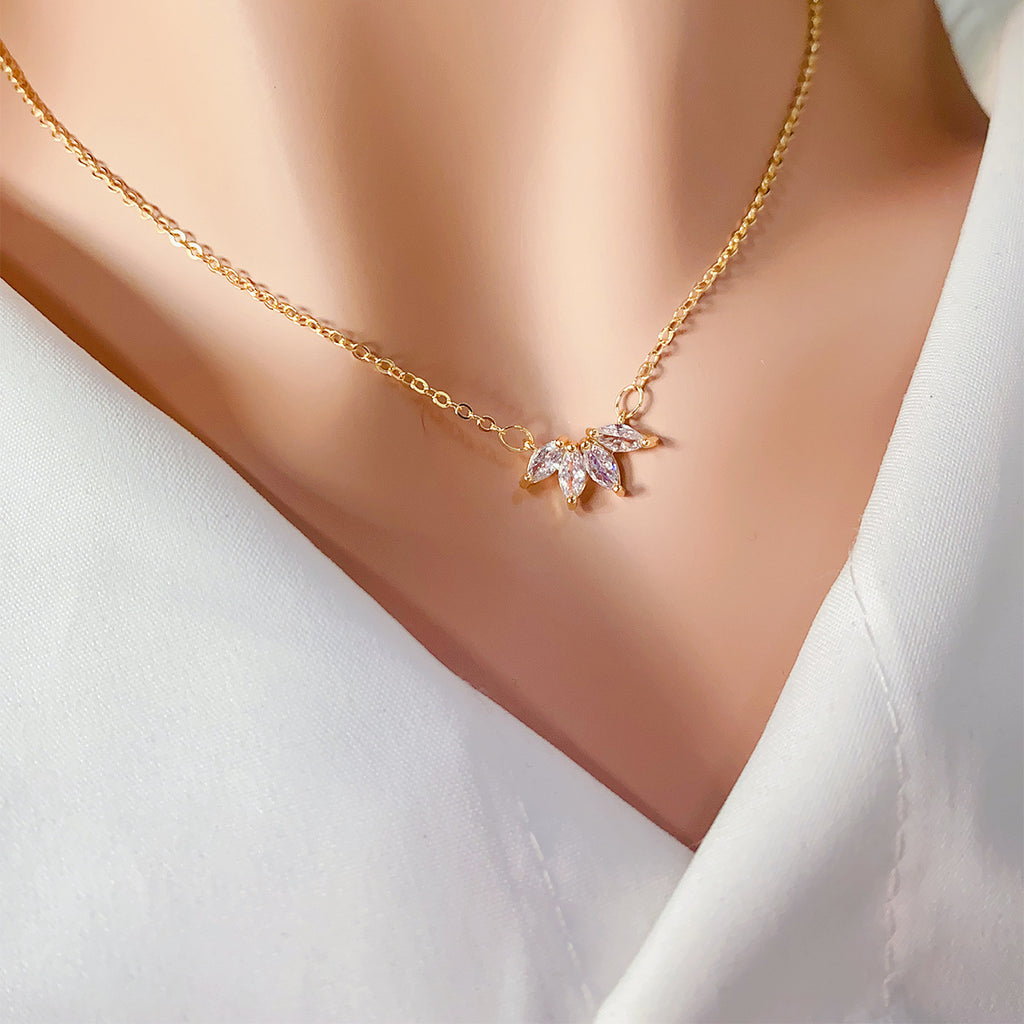 Rhinestone Leaf Necklace