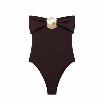 Women's Swimsuit with Gold Metal Accent