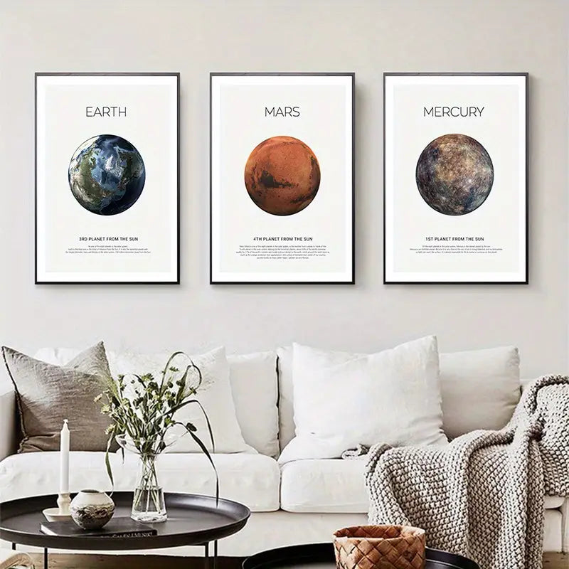 4tlg. Sonnensystem-Leinwandposter für die Kinderzimmerdekoration