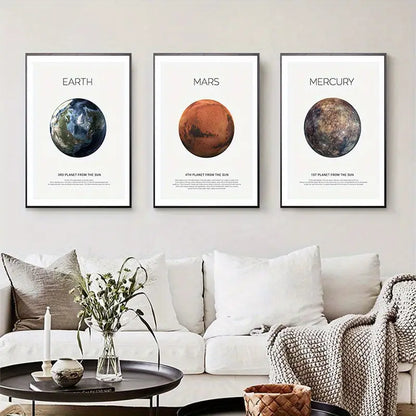 4pcs Solar System Canvas Posters for Kids' Room Decor