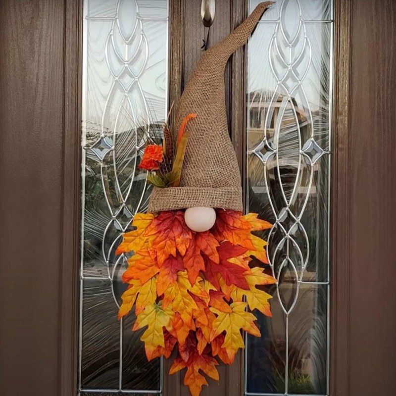 Maple Leaf Gnome Autumn Wreath