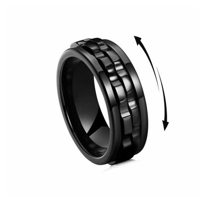 Stainless Steel Spinner Fidget Ring – Anti-Stress Spinning Band
