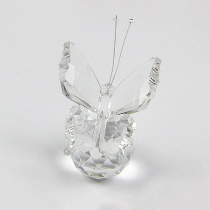 Glass Butterfly Figurine with Crystal Ball Base Decor