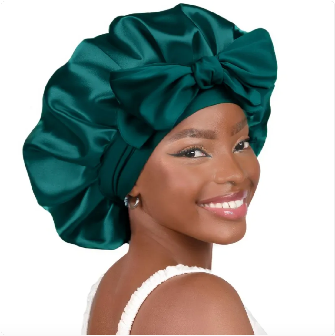 Double-Layer Bow Wide-Brimmed Hair Care Hat – Shower Cap & Hair Wrap for Women