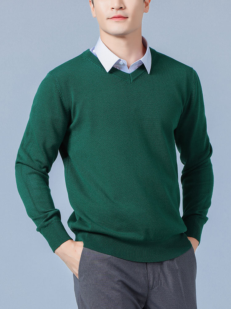 Men's Cashmere-Blend V-Neck Sweater