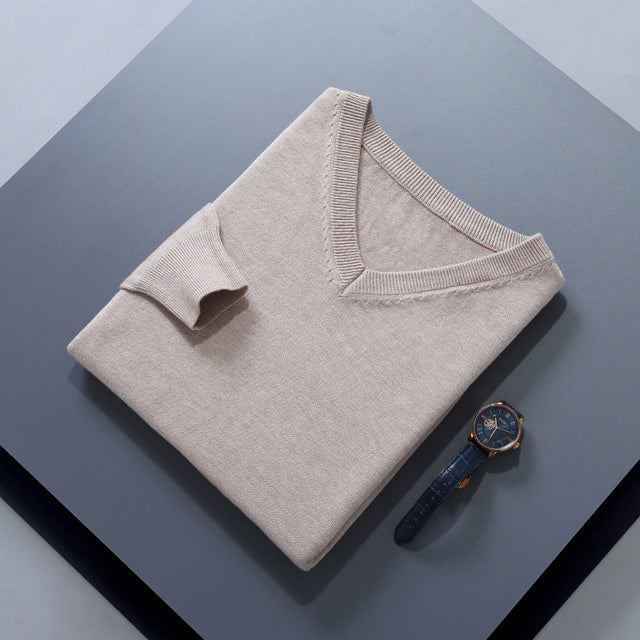 Men's Cashmere-Blend V-Neck Sweater