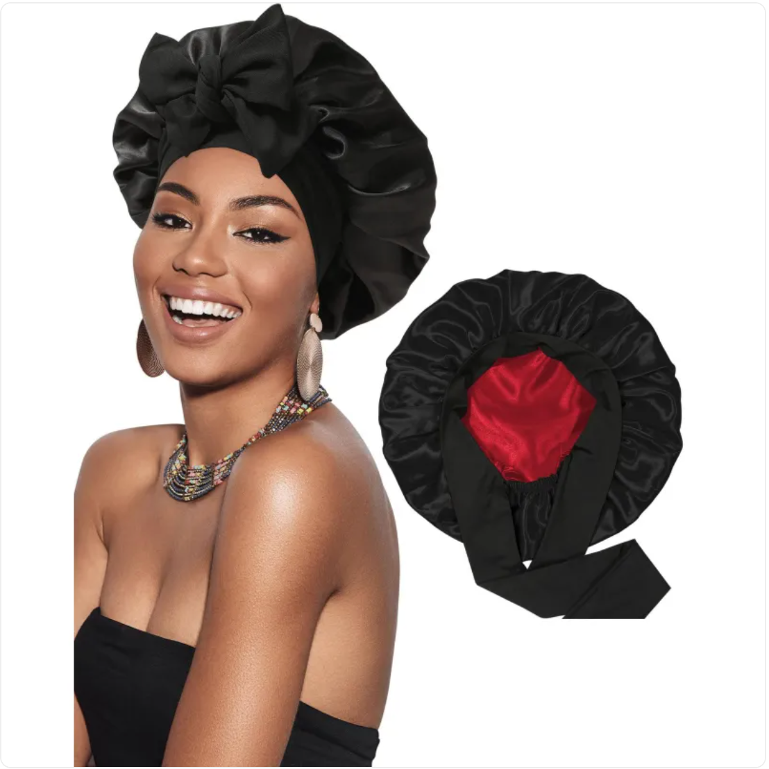 Double-Layer Bow Wide-Brimmed Hair Care Hat – Shower Cap & Hair Wrap for Women