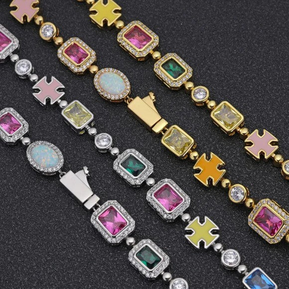 Hip-Hop Gemstone Necklaces & Bracelets