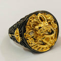 Herren vergoldeter zweifarbiger Drachenring (Schwarz & Gold)
