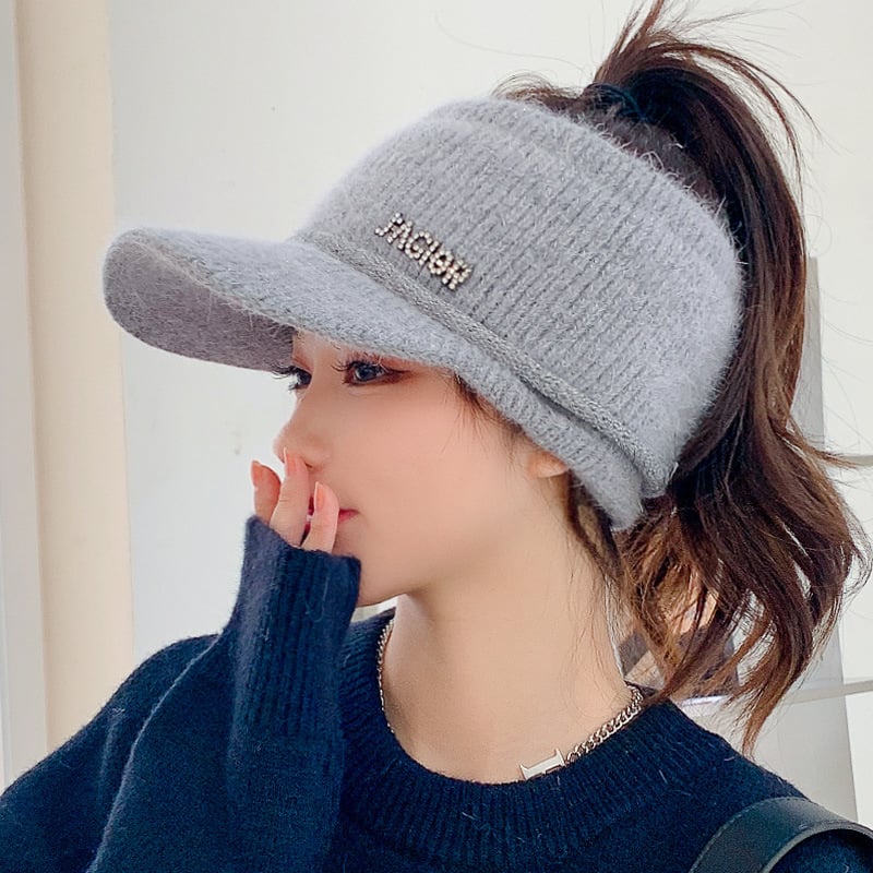 Mädchen Warme Strickmütze | Beanie aus Kaninchenhaarmischung