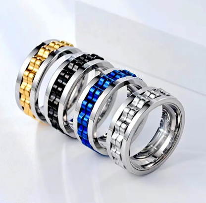 Stainless Steel Spinner Fidget Ring – Anti-Stress Spinning Band