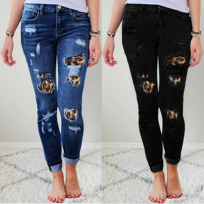 Women's Patchwork Stretch Skinny Jeans