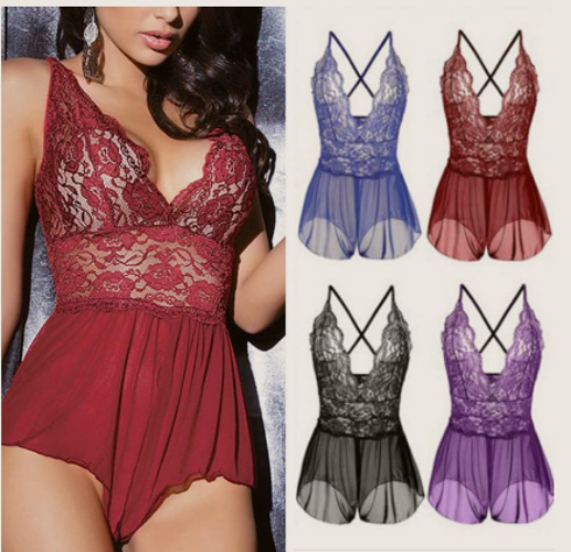 Damen Nachthemd aus Spitze und transparentem Stoff | Nachtwäsche & Dessous Kleid