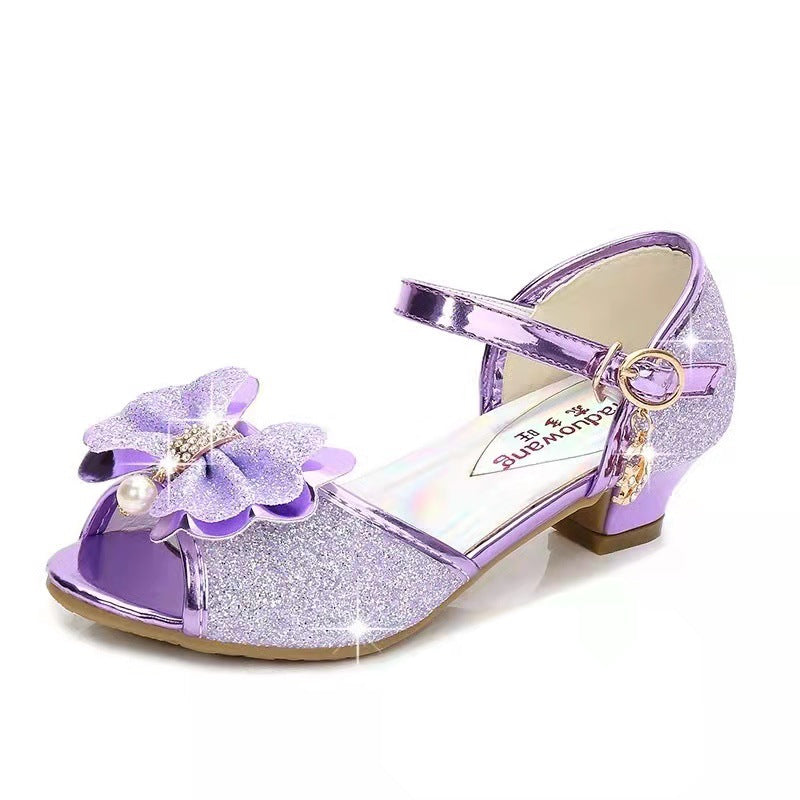 Girls’ Glitter Bow Heeled Sandals