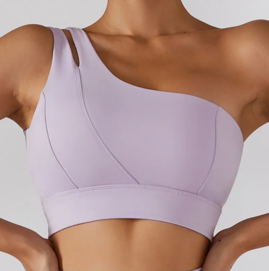 Gerippter One-Shoulder-Yoga-BH & Activewear-Set – Damen-Sportbekleidung