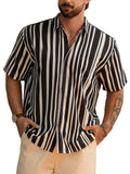 Herren gestreiftes kurzärmeliges Hawaiihemd – Lässiges Sommer-Button-Down-Hemd