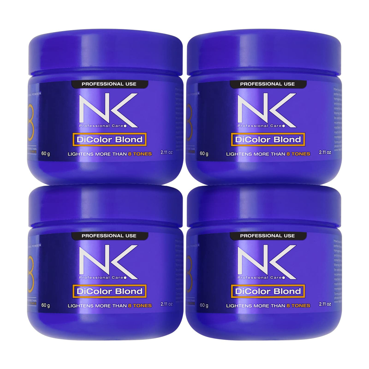 NK Professional DiColor Blonde Bleaching Powder – Lightens +8 Shades, No Damage (4 x 60g)